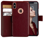 LUPA iPhone Xs Max Wallet case, Durable and Slim, Lightweight with Classic Design & Ultra-Strong Magnetic Closure, Faux Leather, Burgundy, for Apple iPhone Xs Max