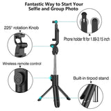 Selfie Stick with Tripod Stand and Remote Control, Extendable 7.3-27 inch Selfie Stick for iPhone X/iPhone 8/8Plus/iPhone 7/7Plus/Galaxy Note8/S8/Plus/S9/plus,Huawei,More,360° Clamp/225° Neck Rotation