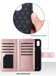 ULAK Wallet Case for iPhone Xs 5.8 Inch 2018, iPhone X 2017, Premium PU Leather Case with Credit Card Holders Magnetic Closure Flip Cover, Rose Gold/Black and White Stripes
