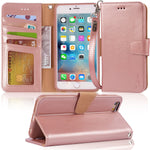 Arae Wallet case for iPhone 6s Plus/iPhone 6 Plus [Kickstand Feature] PU Leather with ID&Credit Card Pockets for iPhone 6 Plus / 6S Plus 5.5" (not for 6/6s) (Rosegold)