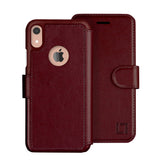 LUPA iPhone XR Wallet case, Durable and Slim, Lightweight with Classic Design & Ultra-Strong Magnetic Closure, Faux Leather, Burgundy, for Apple XR.