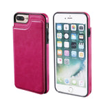 iPhone 7 Plus iPhone 8 Plus Wallet Case with Card Holder,OT ONETOP Premium PU Leather Kickstand Card Slots Case,Double Magnetic Clasp and Durable Shockproof Cover 5.5 Inch(Pink)