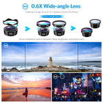 [Upgraded Version] Phone Camera Lens, 5 in 1 Cell Phone Lens Kit, Macro Lens + Wide Angle Lens, Fisheye Lens + CPL + Starburst Lens, with Storage Tube, for iPhone X/8/7, Smartphones
