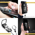 Liv2Fun Multifunctional Wearable Phone Ring, Detachable Phone Grip, with Anti-Theft Lanyard Neck Strap Loop, Support Magnetic Car Mount (Silver)