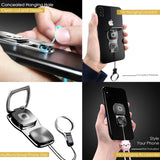 Liv2Fun Multifunctional Wearable Phone Ring, Detachable Phone Grip, with Anti-Theft Lanyard Neck Strap Loop, Support Magnetic Car Mount (Silver)