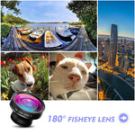 VicTsing Phone Camera Lens, 180° Fisheye Lens+0.65X Wide Angle Lens & 10X Macro Lens (Screwed Together), Clip on Cell Phone Lens Kits Compatible with iPhone 8/7/6s, Most Android and Smart Phone