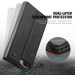 SHIELDON Genuine Leather iPhone 8 Plus Wallet Case Book Flip Cover and [Credit Card Slot] Magnetic Closure Compatible with iPhone 8 Plus / 7 Plus - Black