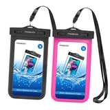 MoKo Waterproof Phone Pouch [2 Pack], Underwater Waterproof Cellphone Case Dry Bag with Lanyard Armband Compatible with iPhone X/Xs/Xr/Xs Max, 8/7/6s Plus, Samsung S10/S9/S8 Plus, S10 e, Up to 6.5"