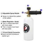 Tool Daily Foam Cannon with 1/4 Inch Quick Connector, 1 Liter, 5 Pressure Washer Spray Nozzle Tips
