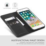 SHIELDON Genuine Leather iPhone 8 Plus Wallet Case Book Flip Cover and [Credit Card Slot] Magnetic Closure Compatible with iPhone 8 Plus / 7 Plus - Black