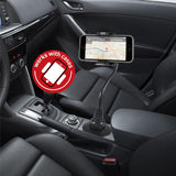 Macally Car Cup Holder Phone Mount with a Flexible Extra Long 8" Neck for iPhone X / 8/8+ / 7/7 Plus / 6/6+, Samsung, etc. (MCUP2XL)