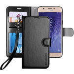 Galaxy J7 2018 Case/J7 V Case 2018/Galaxy J7 Refine Case/Galaxy J7 Star Case, ERAGLOW Luxury PU Leather Wallet Flip Protective Case Cover w Card Slots & Stand for Samsung Galaxy J737 (Black)