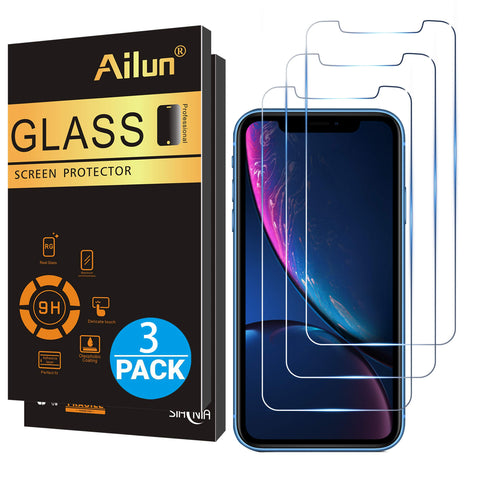 Ailun Glass Screen Protector for iPhone XR (6.1inch 2018 Release),[3 Pack] Tempered Glass Screen Protector Compatible Apple iPhone XR (6.1inch Display),Anti-Scratch,Advanced HD Clarity Work Most Case