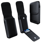 Meilib Samsung Galaxy S10 S9 S8 Holster, Cell Phone Belt Holster Case with Belt Clip Leather Pouch Cover for Samsung Galaxy S10 S8 S9 (NOT Plus) – Built in ID Card Holder (Fits Phone with Case on)