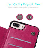 iPhone 7 Plus iPhone 8 Plus Wallet Case with Card Holder,OT ONETOP Premium PU Leather Kickstand Card Slots Case,Double Magnetic Clasp and Durable Shockproof Cover 5.5 Inch(Pink)