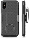 iPhone X/XS Holster Case, Aduro Combo Shell & Holster Case - Super Slim Shell Case with Built-in Kickstand, Swivel Belt Clip Holster for Apple iPhone X/XS/iPhone 10 (2018/2017)