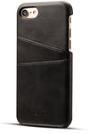 iPhone 8 Card Case, XRPow Synthetic Leather Wallet Case with Slim Professional Executive Snap On Cover with 2 Card Holder Slots for Apple iPhone 7/8 Black