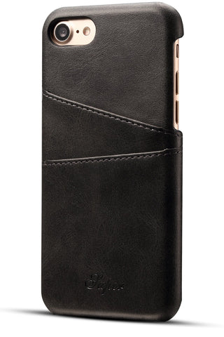 iPhone 8 Card Case, XRPow Synthetic Leather Wallet Case with Slim Professional Executive Snap On Cover with 2 Card Holder Slots for Apple iPhone 7/8 Black