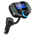 Bluetooth Fm Transmitter for car, Bluetooth Car Transmitter 1.7 Inch Display, QC3.0/2.4A Dual USB Ports, AUX Input/Output, Mp3 Player.
