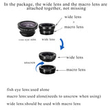 iPhone Lens,by Ailun,3 in 1 Clip On 180 Degree Fish Eye Lens+0.65X Wide Angle+10X Macro Lens,Universal HD Camera Lens Kit for iPhone 7/6s/6s Plus/6/SE/5/5s,Samsung,BlackBerry,Mobile Phone [Black]