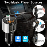 Sumind Car Bluetooth FM Transmitter, FM Radio Adapter Transmitter, 5V/ 3.4A Dual USB Ports Charger Compatible iPhone and Android Smartphones, Hands-free Calling, U-disk MP3 Player(Pattern 1)