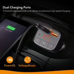 Roav by Anker, SmartCharge F0 FM Transmitter/Bluetooth Receiver/Car Charger with Bluetooth 4.2, 2 USB Ports, PowerIQ, and AUX Output (No Dedicated App)