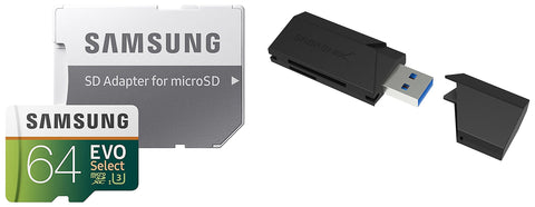 64GB EVO Select Memory Card and Sabrent SuperSpeed 2-Slot USB 3.0 Flash Memory Card Reader