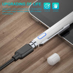 Stylus Pen for Touch Screen, XIRON Rechargeable 1.5mm Fine Tip Point Active Stylus Pen Smart Digital Pencil 2 in 1 Copper Tip & Mesh Tip with Anti-Fouling Glove Perfect for Drawing, Writing (White)