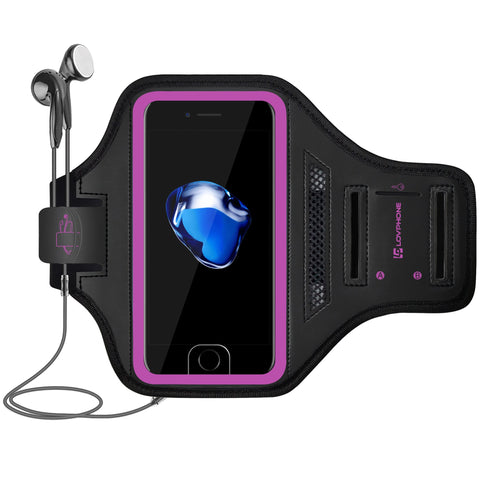 LOVPHONE iPhone 7/8 Plus Armband Sport Running Exercise Gym Sportband Case for Apple iPhone 8 Plus/iPhone 7 Plus/iPhone 6 Plus/6s Plus, with Key Holder & Card Slot, Water Resistant (Rosy)