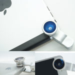 Universal 3 in 1 Camera Lens Kit for Smart phones (including iPhone, Samsung Galaxy, HTC, Motorola and More), Tablets, iPad, and Laptops includes One Fish Eye Lens / One 2 in 1 Macro Lens and Wide Angle Lens / One Universal Clip / One Microfiber Carrying