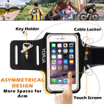 Sweat Resistance Armband Cell Phone Running Holder for iPhone X/8/7/6/6s & Galaxy S7/S6/S5-YORJA Sports Arm Band Case for Jogging,Workout,Hiking,Gym-with Key Slot,Card & Money Pocket (Black)