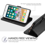 iPhone 8 Plus Wallet Case, iPhone 7 Plus Case, TUCCH Premium PU Leather Flip Folio Case with Card Slot, Stand Holder, Magnetic Closure [TPU Shockproof Interior Case] Compatible iPhone 7/8 Plus, Black