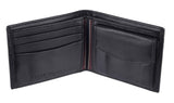 Tommy Hilfiger Coin Pocket Wallet - Genuine Leather Slim Single Fold Bifold for Men with Small Pouch