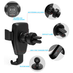 Wireless Car Charger, Veidoo 10W Qi-Certified Gravity Wireless Fast Charge Car Mount Air Vent Phone Holder Compatible with Mobile Phone S7 edge/S8/S10/S9+/Note 9 & Enable Qi Device