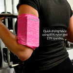 Phone Armband Sleeve: Best Running Sports PINK Arm Band Strap Holder Pouch Bag Case for Gym Exercise Fitness Workout Fits All Smartphone Cell Phones With Sweatproof for Women, Girls, Men, Kids (SMALL)