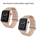 SWEES Leather Band Compatible Apple Watch 38mm 40mm, Genuine Leather Shiny Bling Glitter Strap Compatible Apple Watch Series 4 Series 3 Series 2 Series 1, Sports & Edition Women, Glistening Rose Gold