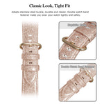 SWEES Leather Band Compatible Apple Watch 38mm 40mm, Genuine Leather Shiny Bling Glitter Strap Compatible Apple Watch Series 4 Series 3 Series 2 Series 1, Sports & Edition Women, Glistening Rose Gold