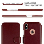LUPA iPhone Xs Max Wallet case, Durable and Slim, Lightweight with Classic Design & Ultra-Strong Magnetic Closure, Faux Leather, Burgundy, for Apple iPhone Xs Max