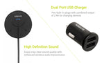 Kinivo BTC480 Bluetooth Hands-Free Car Kit for Cars with Aux Input Jack (3.5 mm) -with Magnetic Mount, Dual Port USB Charger and Multi-Point Connectivity