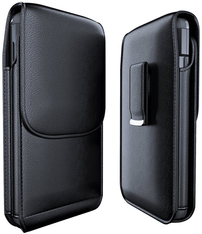 Meilib Samsung Galaxy S10 S9 S8 Holster, Cell Phone Belt Holster Case with Belt Clip Leather Pouch Cover for Samsung Galaxy S10 S8 S9 (NOT Plus) – Built in ID Card Holder (Fits Phone with Case on)