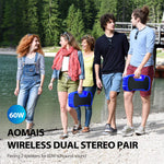 AOMAIS GO Bluetooth Speakers,Waterproof Portable Indoor/Outdoor 30W Wireless Stereo Pairing Booming Bass Speaker,30-Hour Playtime with 8800mAh Power Bank,Durable for Home Party,Camping(Blue)