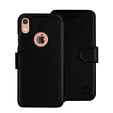LUPA iPhone XR Wallet case, Durable and Slim, Lightweight with Classic Design & Ultra-Strong Magnetic Closure, Faux Leather, Black, for Apple XR.