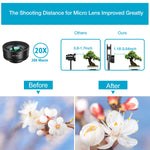 Phone Camera Lens,11 in 1 Cell Phone Lens Kit for iPhone and Android, 0.36X Wide Angle Lens+198°Fisheye Lens+20X Macro Lens+Zoom Telephoto Lens+CPL+Kaleidoscope Lens+Starburst Lens+4 Color Filter Lens