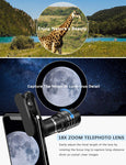 Phone Camera Lens, [2019 Latest Version] AOMAIS 9 in 1 Phone Lens Kit, 18X Zoom Telephoto Lens|Super Wide Angle Lens|Macro Lens|Fisheye Lens|2X Telephoto Lens|CPL, Compatible with iPhone X XS & More