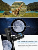 Phone Camera Lens, [2019 Latest Version] AOMAIS 9 in 1 Phone Lens Kit, 18X Zoom Telephoto Lens|Super Wide Angle Lens|Macro Lens|Fisheye Lens|2X Telephoto Lens|CPL, Compatible with iPhone X XS & More