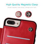 iPhone 7 Plus iPhone 8 Plus Wallet Case with Card Holder,OT ONETOP Premium PU Leather Kickstand Card Slots Case,Double Magnetic Clasp and Durable Shockproof Cover 5.5 Inch(Red)