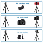 Phone Tripod, Flexible Cell Phone Tripod Adjustable Camera Stand Holder with Wireless Remote and Universal Clip 360° Rotating Mini Tripod Stand for iPhone, Samsung Android Phone, Sports Camera GoPro