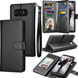 Tekcoo Compatible for Galaxy Note 8 Wallet Case/Samsung Galaxy Note 8 PU Leather Case, Luxury ID Cash Credit Card Slots Holder Carrying Flip Cover [Detachable Magnetic Hard Case] Kickstand - Black