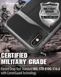 Vena vCommute iPhone Xs Max Wallet Case, [Military Grade Drop Protection] Flip Leather Cover Card Slot Holder with Kickstand Compatible with Apple iPhone Xs Max (Space Gray/Black)