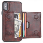 iPhone Xs Wallet Case iPhone X Wallet Case Credit Card Holder, KIHUWEY Premium Leather Kickstand Durable Shockproof Protective Cover iPhone X/Xs 5.8 Inch(Brown)